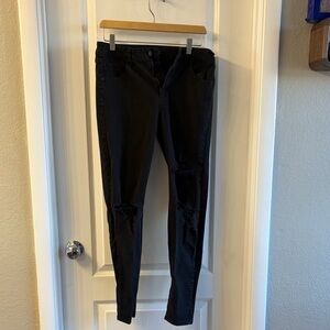 Black Distressed Skinny Jeans-Wild Fable